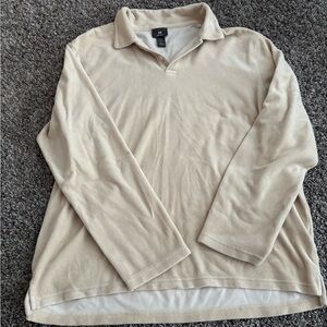 H&M Cream Long Sleeve Polo Shirt